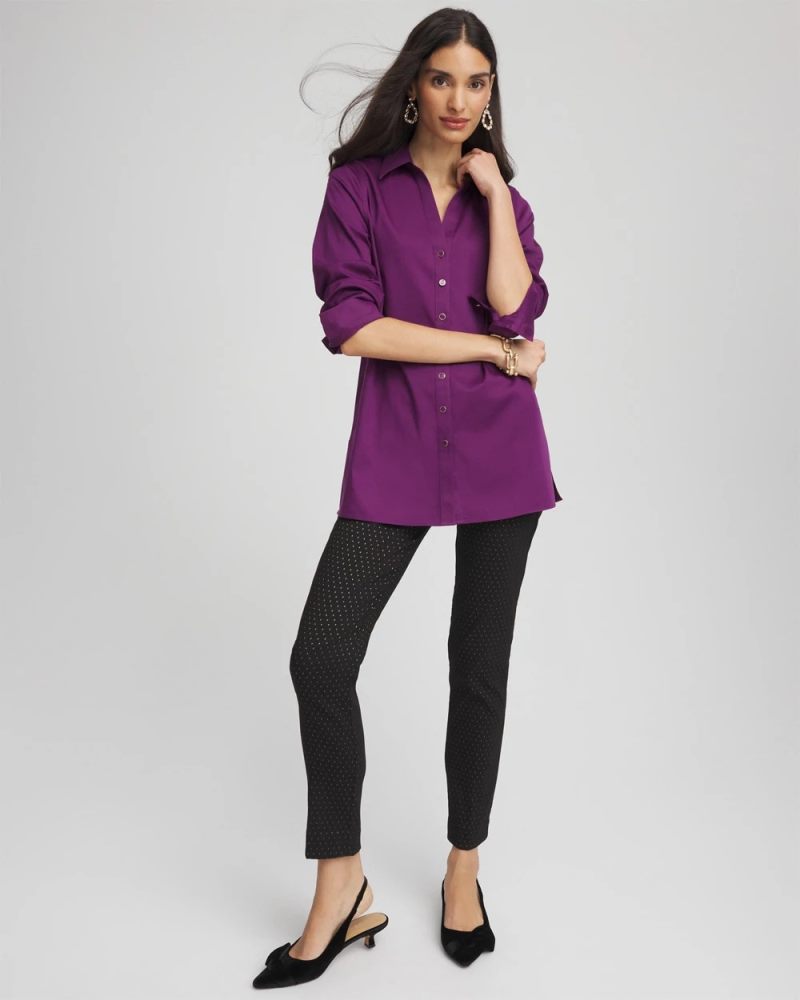 Chicos No Iron Novelty Button Tunic - PURPLE ROYALE