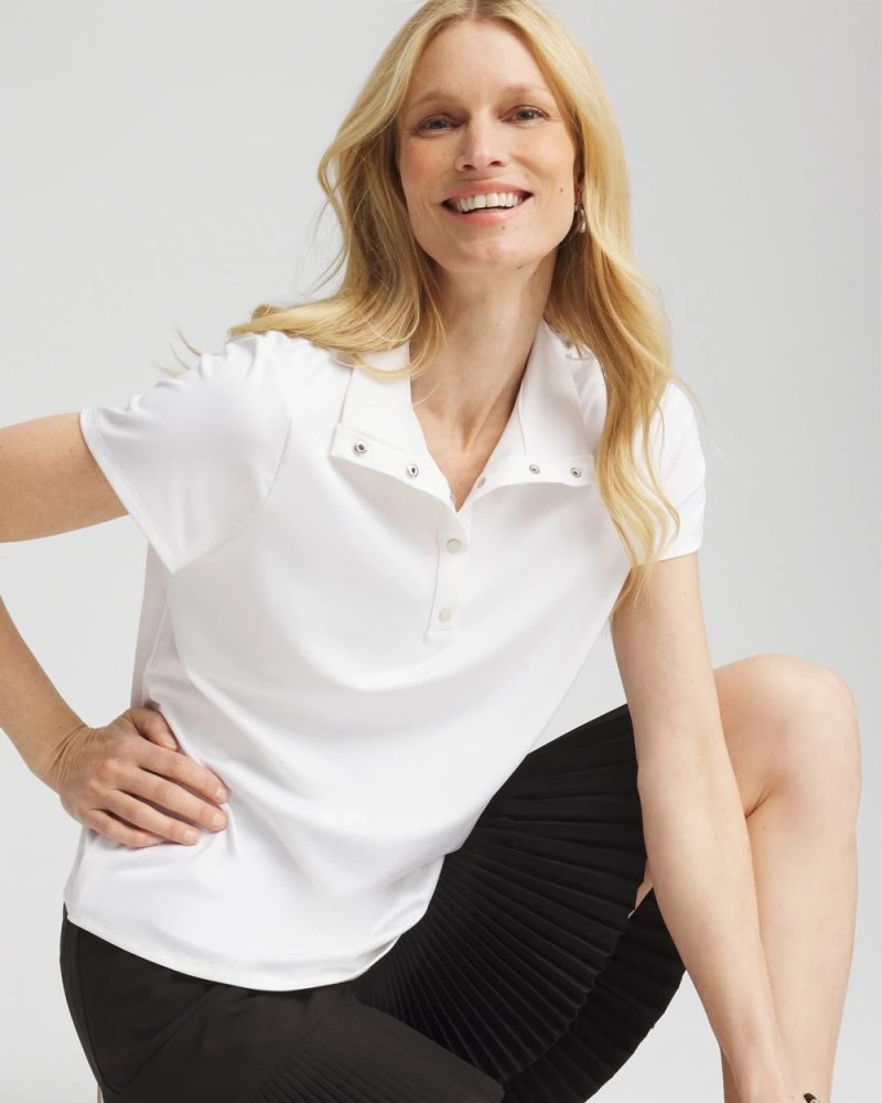 Chicos Zenergy® UPF Mockneck Short-Sleeve Top - ALABASTER