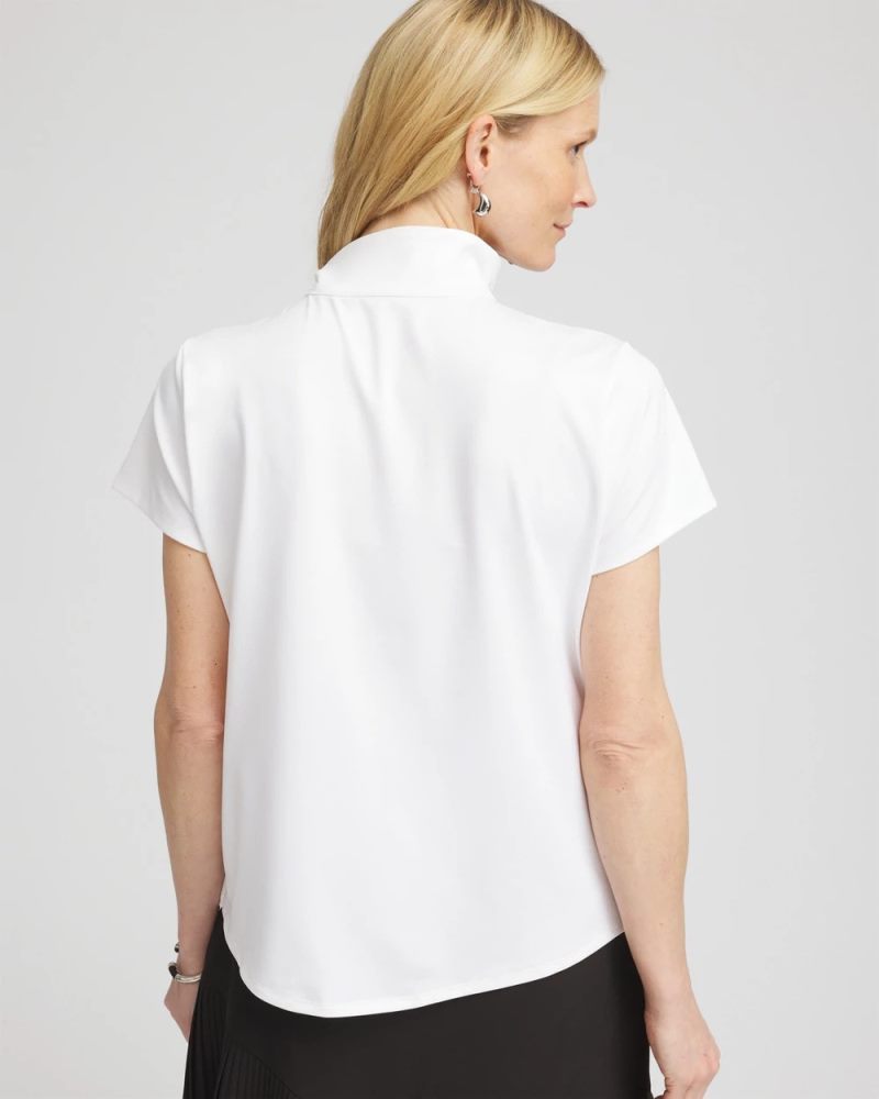 Chicos Zenergy® UPF Mockneck Short-Sleeve Top - ALABASTER