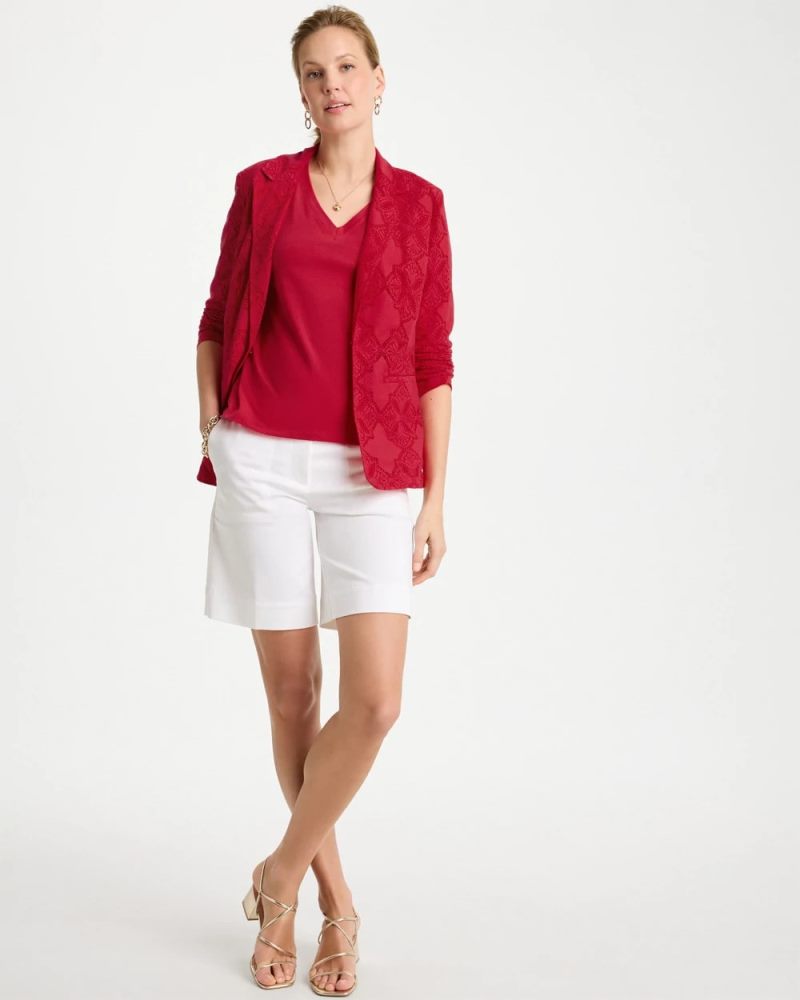 Chicos Cotton Stretch 3/4 Sleeve Tee - CHERRY LUSH