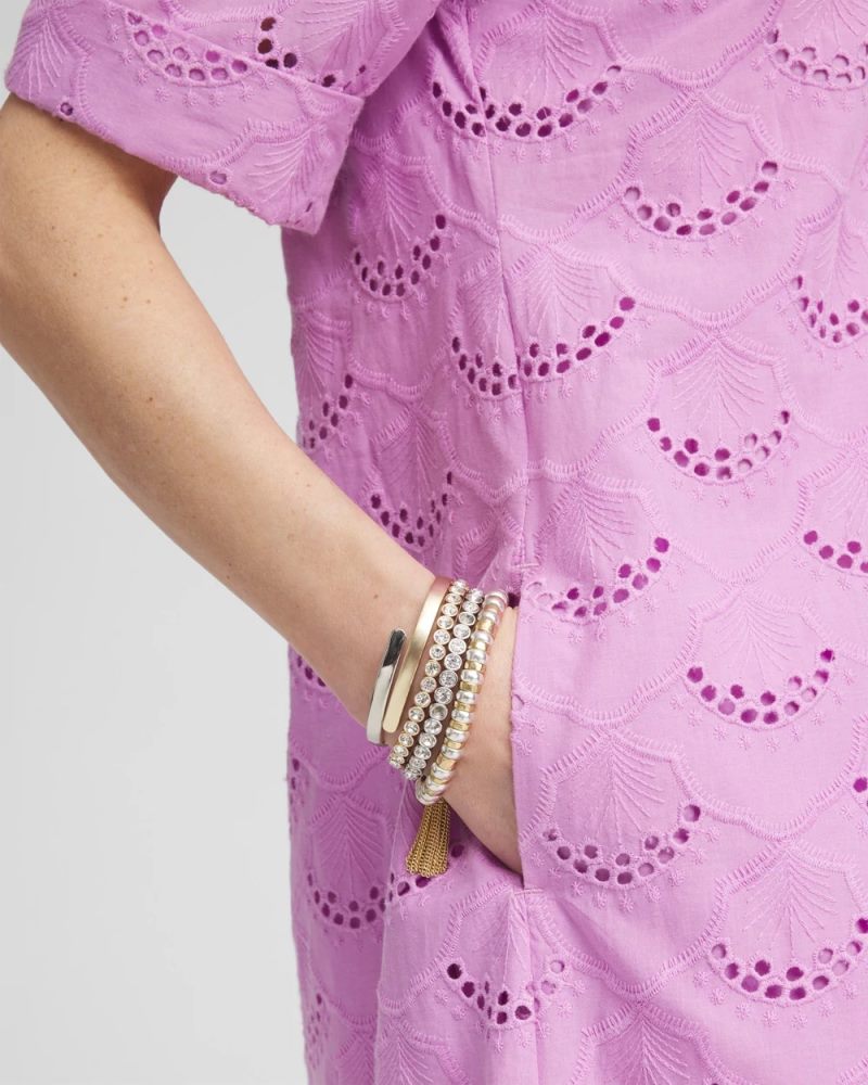 Chicos Eyelet Popover Dress - LAVENDER SKIES