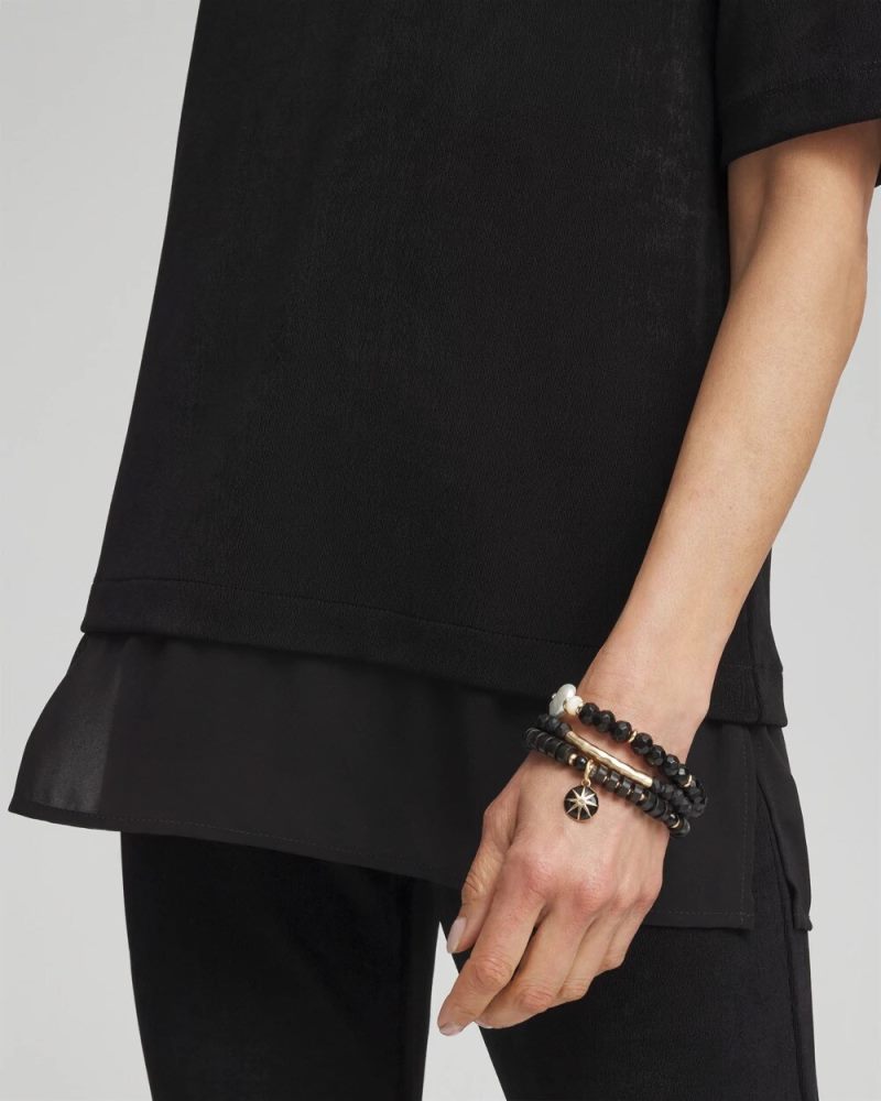 Chicos Travelers™ Chiffon Hem Top - TRAVELERS BLACK