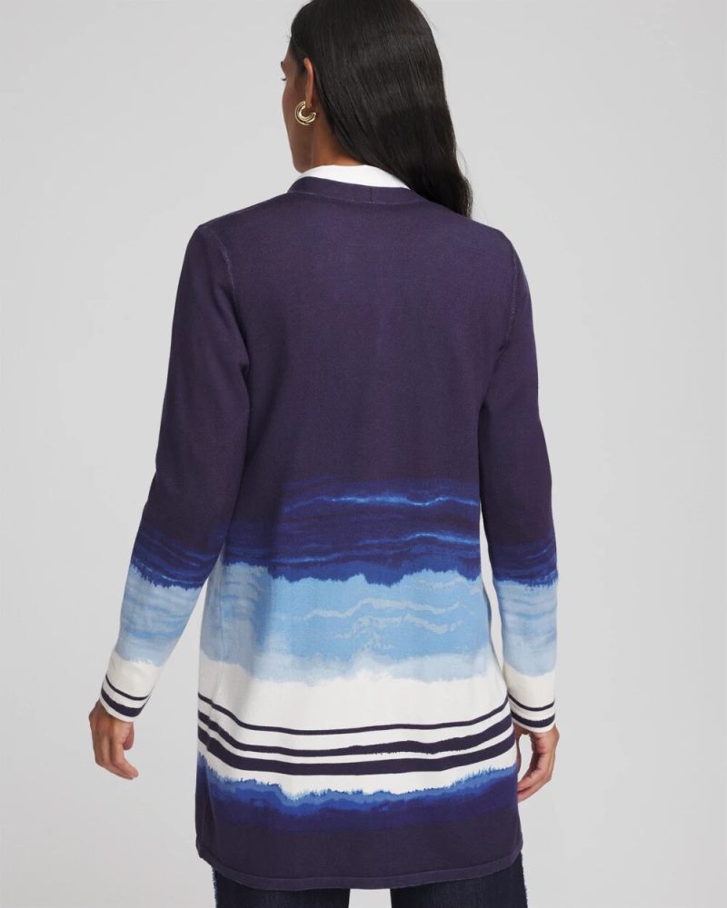 Chicos Stripe Ombre Duster Cardigan - PASSPORT BLUE