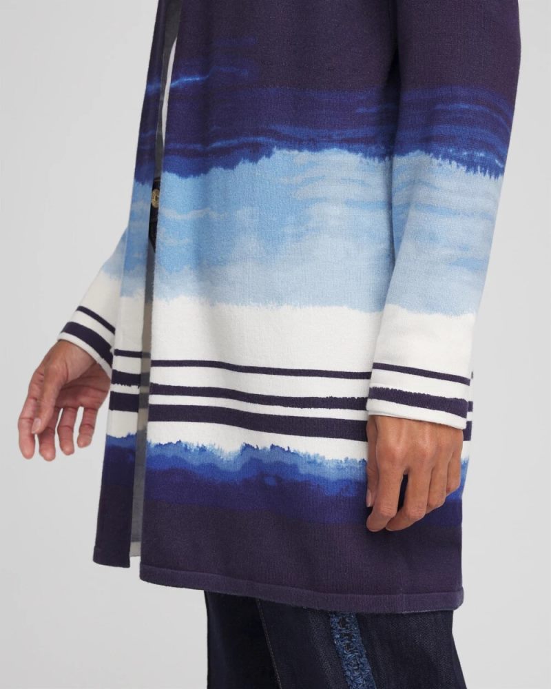 Chicos Stripe Ombre Duster Cardigan - PASSPORT BLUE