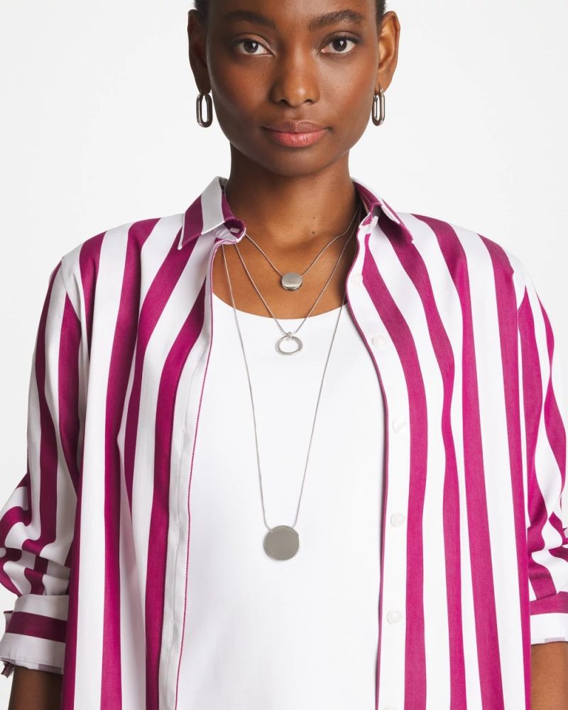 Chicos Silver Triple Pendant Necklace - SILVER