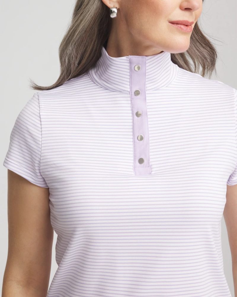 Chicos Zenergy® Striped UPF Short-Sleeve Top - VIOLET AURA