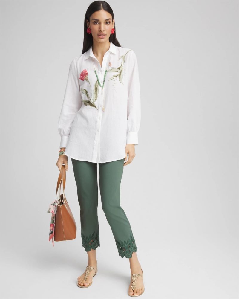 Chicos Brigitte™ Cutout Pull-On Cropped Pants - DARK MINERAL GREEN