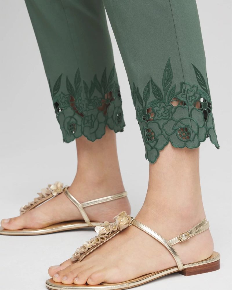 Chicos Brigitte™ Cutout Pull-On Cropped Pants - DARK MINERAL GREEN