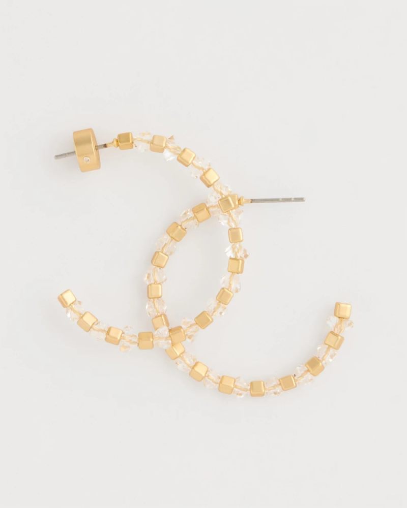 Chicos Sea Foam Hoop Earrings - WHITE/GOLD
