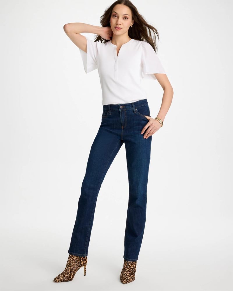 Chicos Rib Knit Woven Flutter Sleeve Tee - ALABASTER