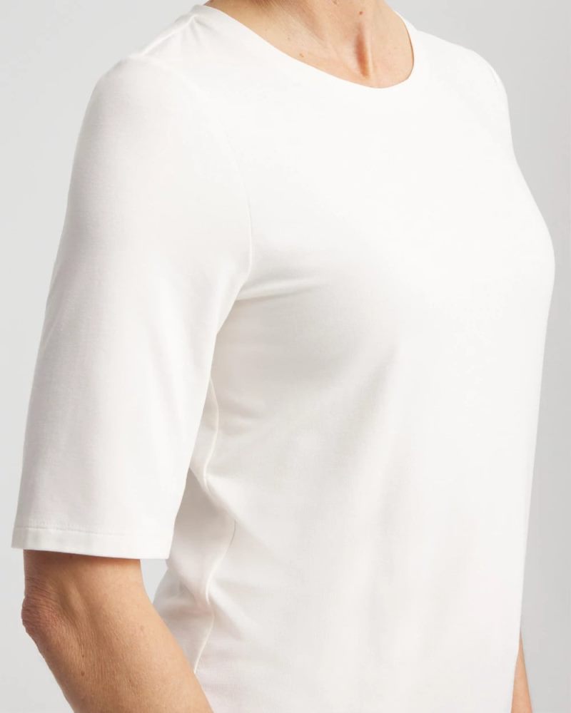 Chicos Elbow Sleeve Tee - ECRU