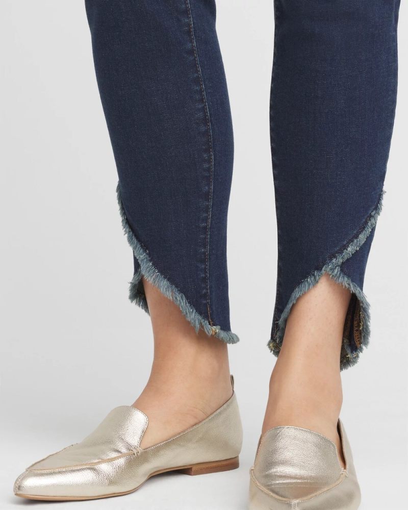Chicos Tulip Hem Pull-On Ankle Jeggings - LUNABELLE INDIGO