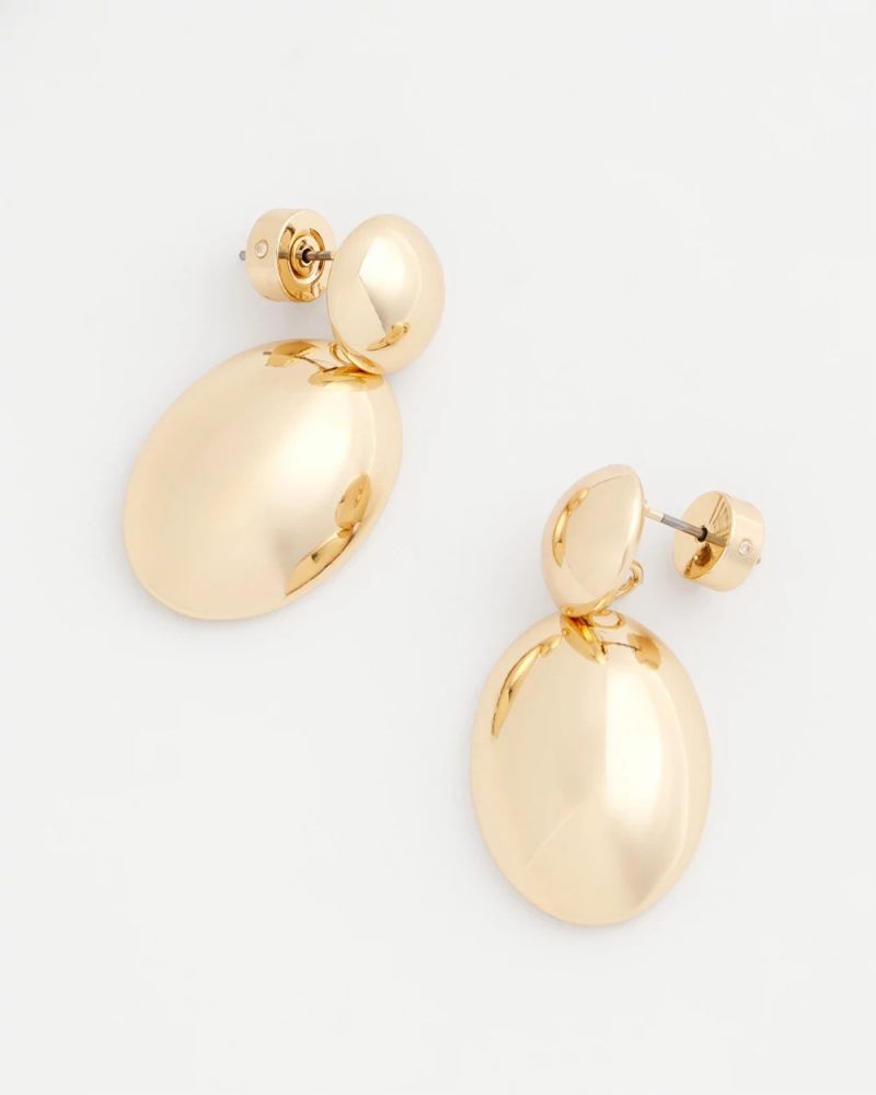 Chicos Gold Oval Drop Earrings - GOLD