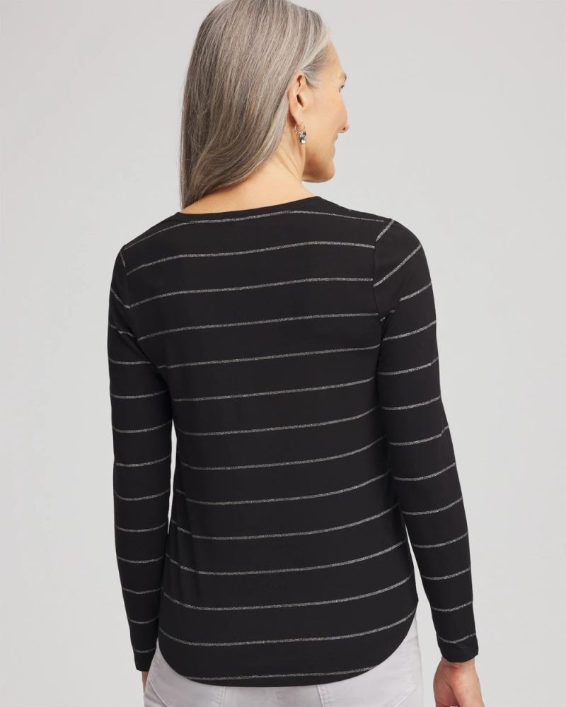 Chicos Touch of Cool™ Lurex Layering Tee - BLACK