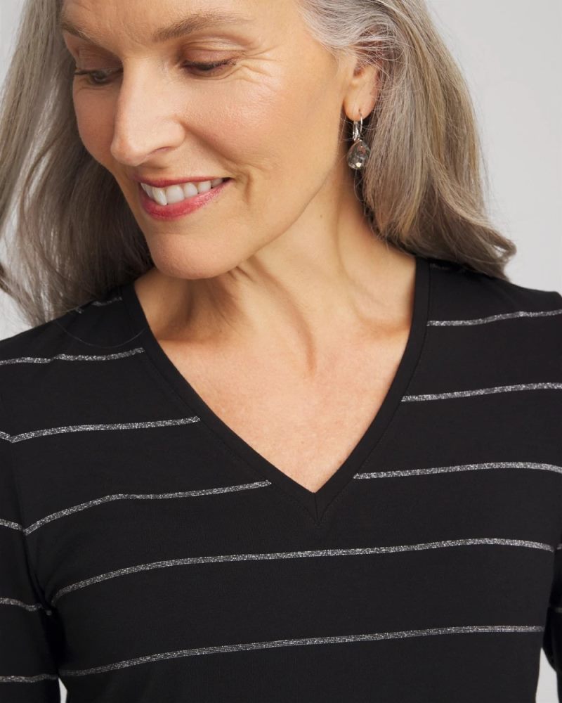 Chicos Touch of Cool™ Lurex Layering Tee - BLACK