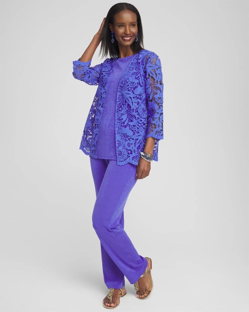 Chicos Travelers™ Collection Lace Jacket - PURPLE NIGHTSHADE