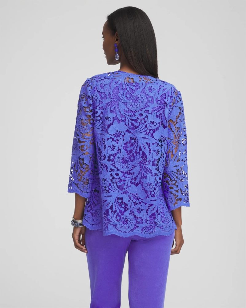 Chicos Travelers™ Collection Lace Jacket - PURPLE NIGHTSHADE