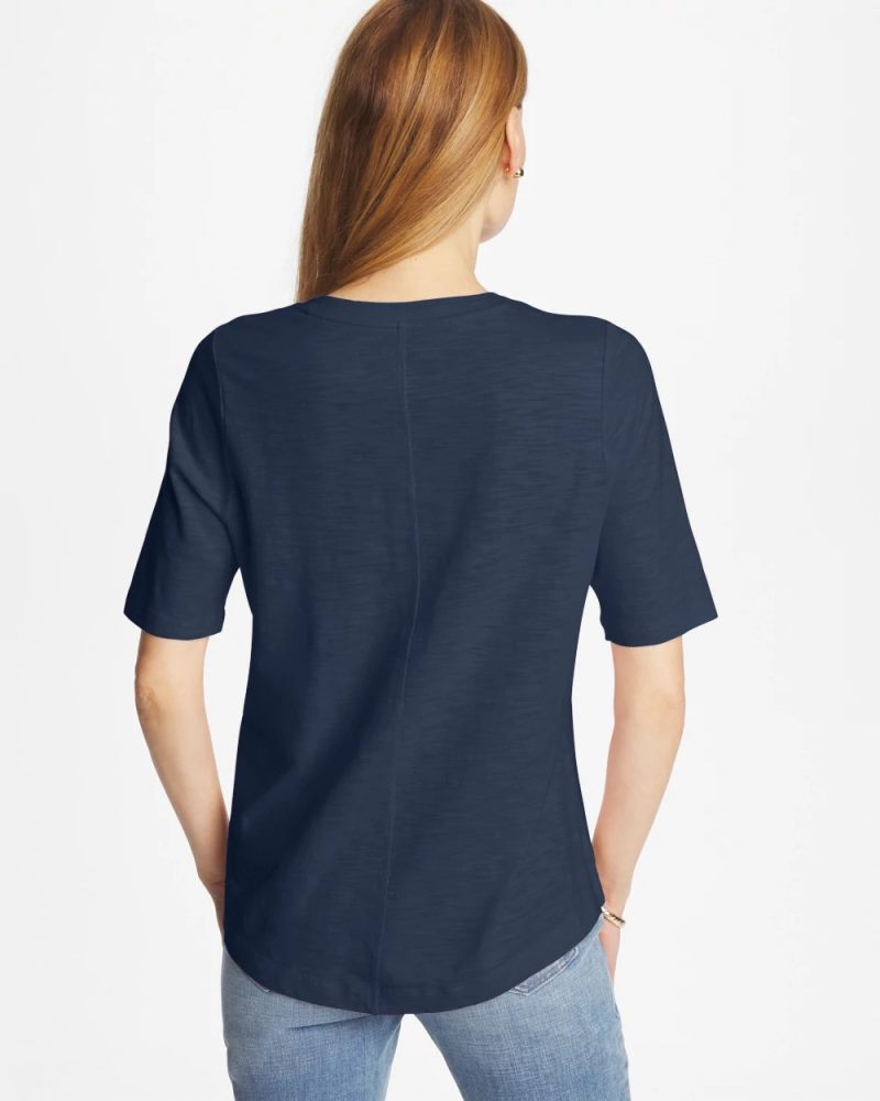 Chicos Cotton Slub V-Neck Tee - PASSPORT BLUE