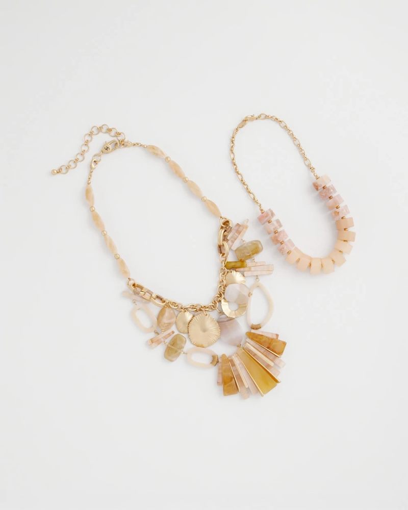 Chicos Chico's Originals Neutral Stone Bib Necklace - NEUTRAL