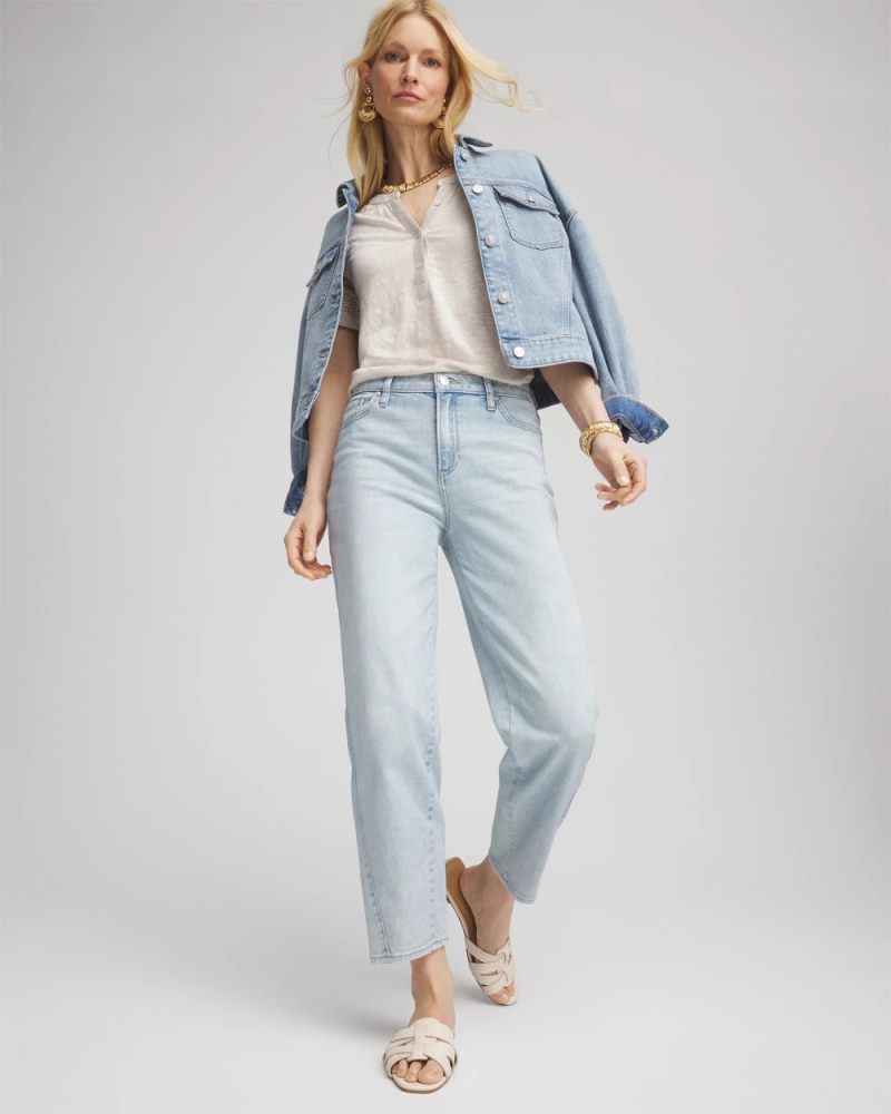 Chicos Relaxed Tapered Cropped Jeans - BELLEVIEW INDIGO