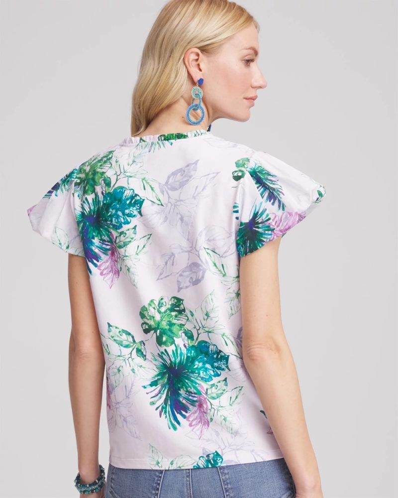 Chicos Notch Neck Cap Sleeve Tee - GENTLE LAVENDER
