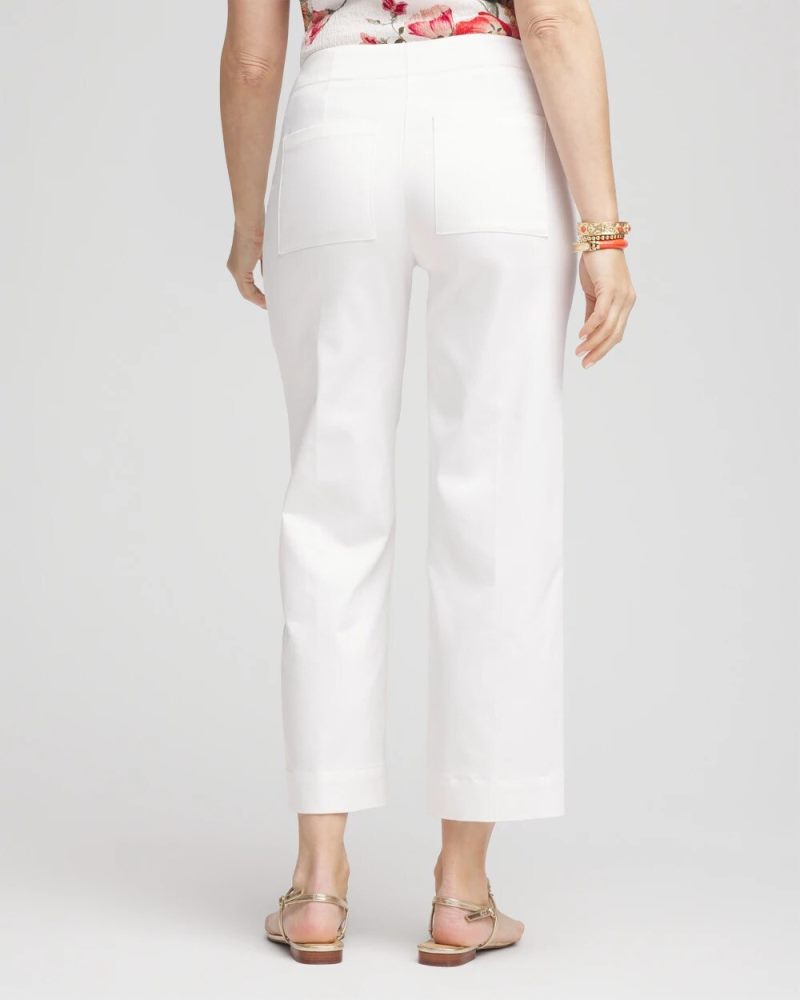 Chicos Sateen Cutout Cropped Pants - ALABASTER
