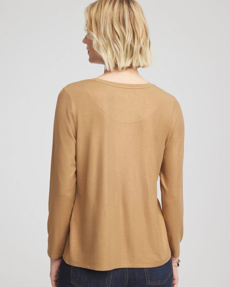 Chicos Touch of Cool™ Foil Long Sleeve Layering Tee - CARAMEL APPLE