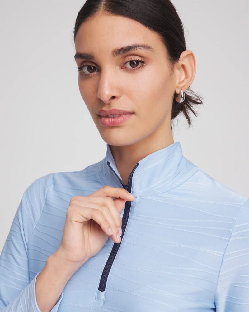 Chicos Zenergy® UPF Wave Half Zip - CRYSTAL TOPAZ