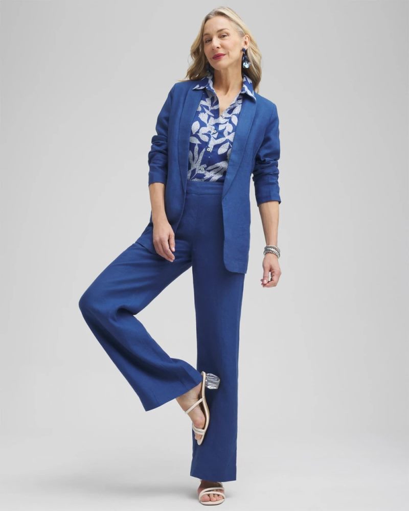 Chicos Linen Blazer - NAVAL INDIGO