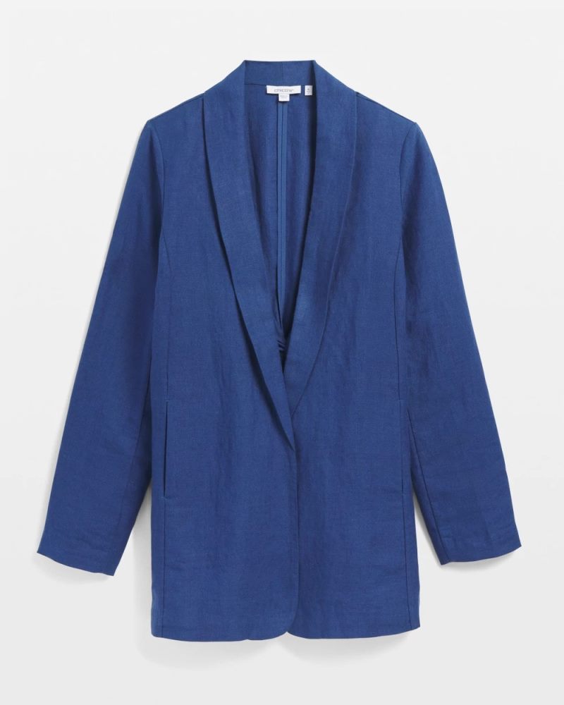 Chicos Linen Blazer - NAVAL INDIGO