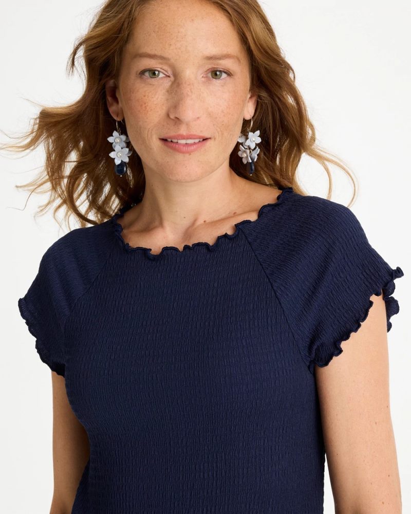 Chicos Textured Knit Lettuce Raglan Tee - PASSPORT BLUE