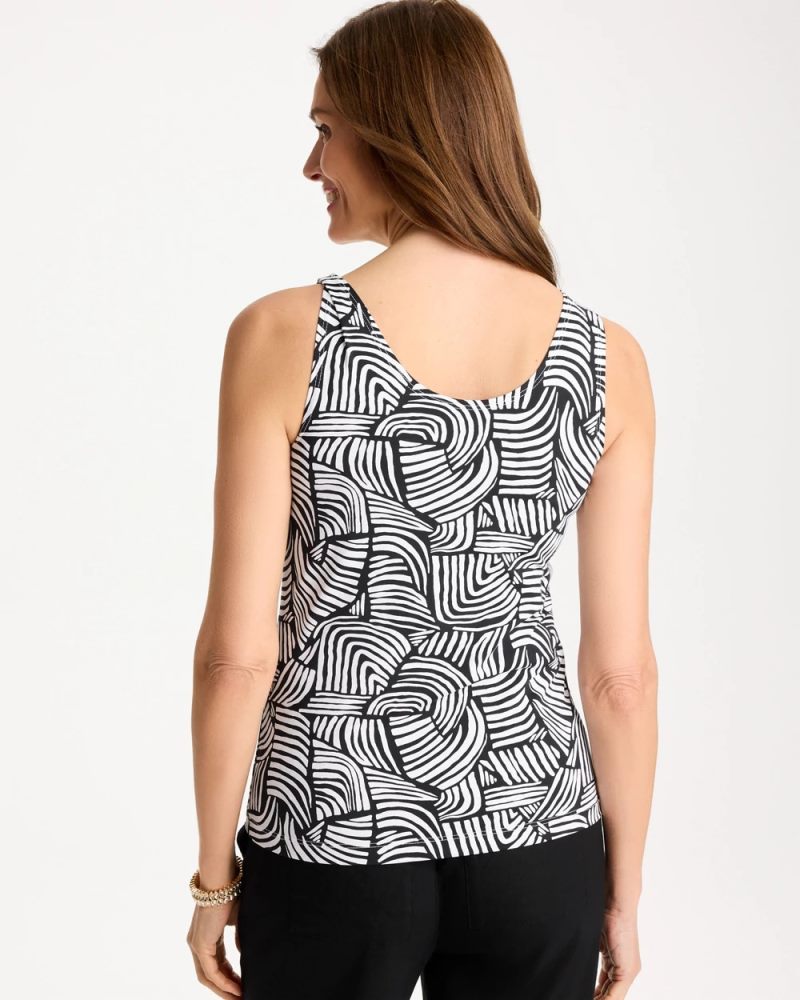 Chicos Printed Microfiber Tank - BLACK