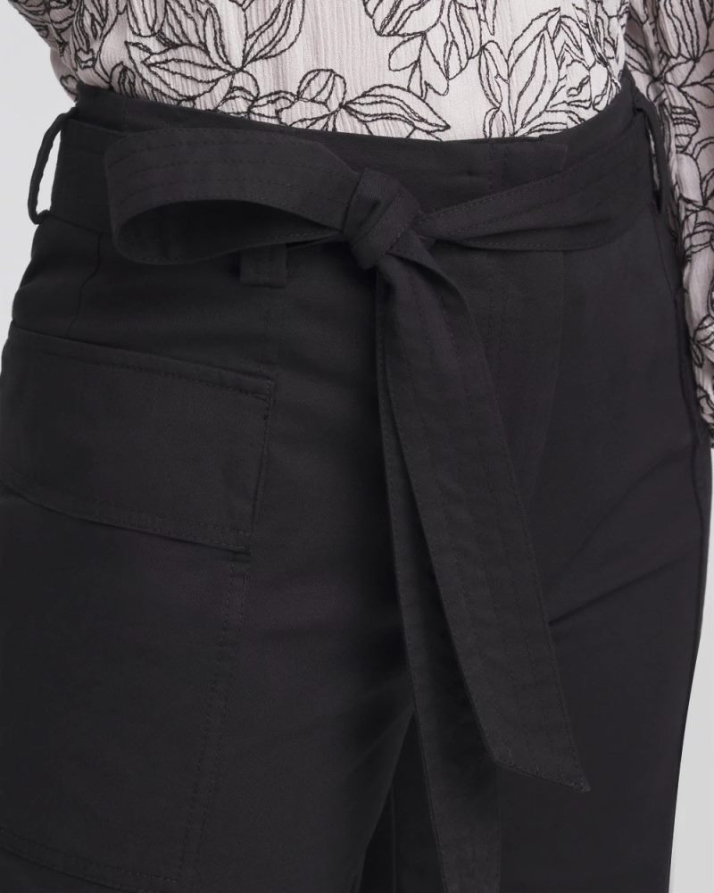 Chicos Belted Twill Utility Cropped Pants - BLACK