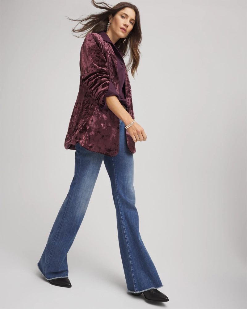 Chicos Crushed Velvet Blazer - NIGHT BLOOM