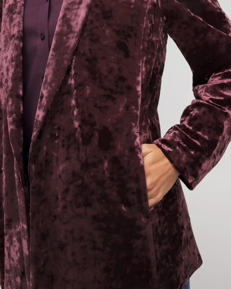 Chicos Crushed Velvet Blazer - NIGHT BLOOM