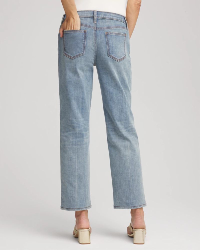 Chicos Girlfriend Straight Ankle Jeans - AZZURRO INDIGO