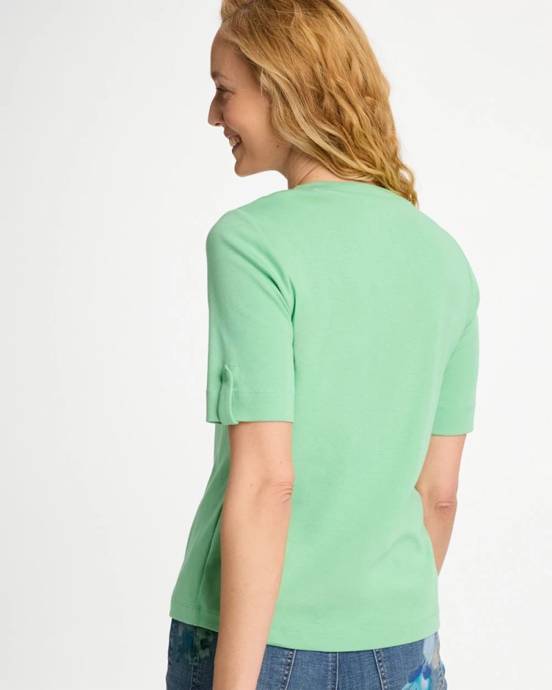 Chicos Pima V-Neck Tee - PEPPERMINT GREEN