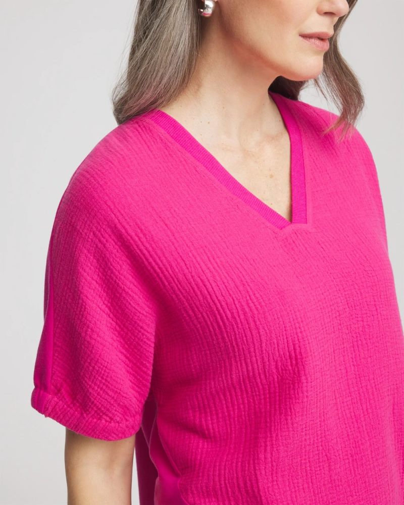 Chicos Zenergy® Gauze Lounge Shirt - CRUSHED BERRIES