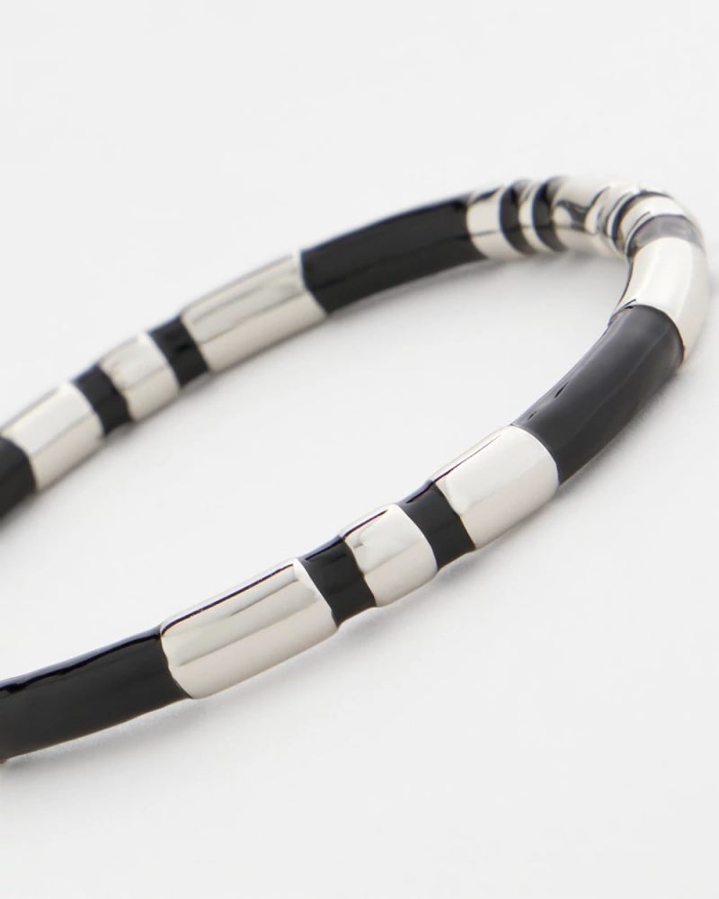 Chicos Black Enamel Hinge Bangle - BLACK