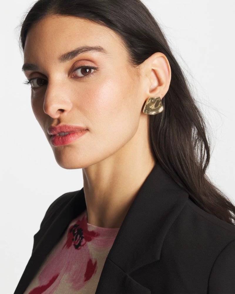 Chicos Gold Fan Clip On Earrings - GOLD