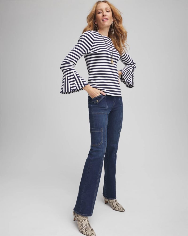 Chicos Pull-On Utility Bootcut Jeans - JACKSON INDIGO