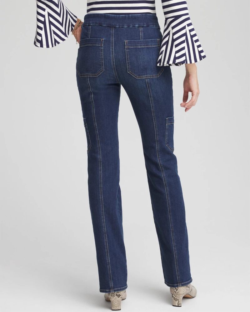 Chicos Pull-On Utility Bootcut Jeans - JACKSON INDIGO