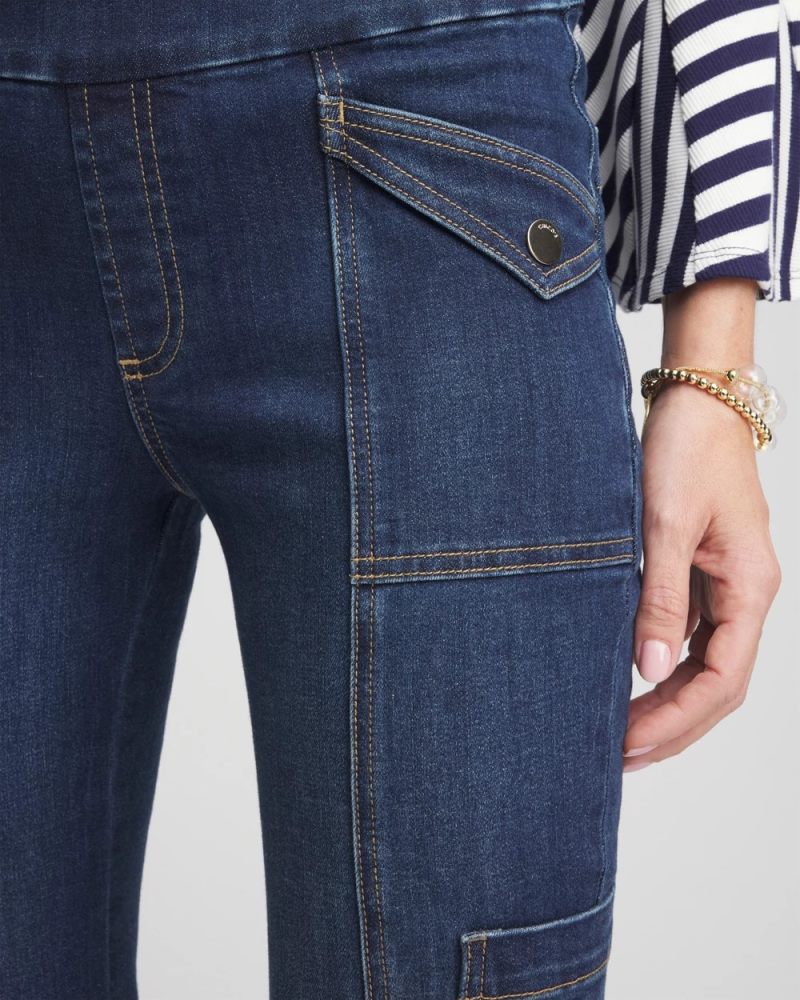 Chicos Pull-On Utility Bootcut Jeans - JACKSON INDIGO