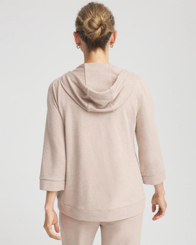 Chicos Zenergy® French Terry Full-Zip Jacket - LIGHT TAUPE HEATHER