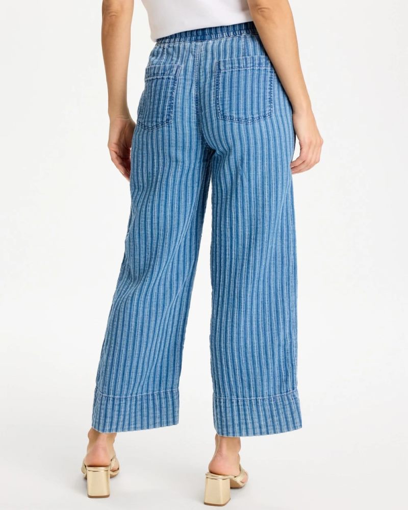 Chicos Gauze Striped Wide Crop Jean - BLUE STRIPE