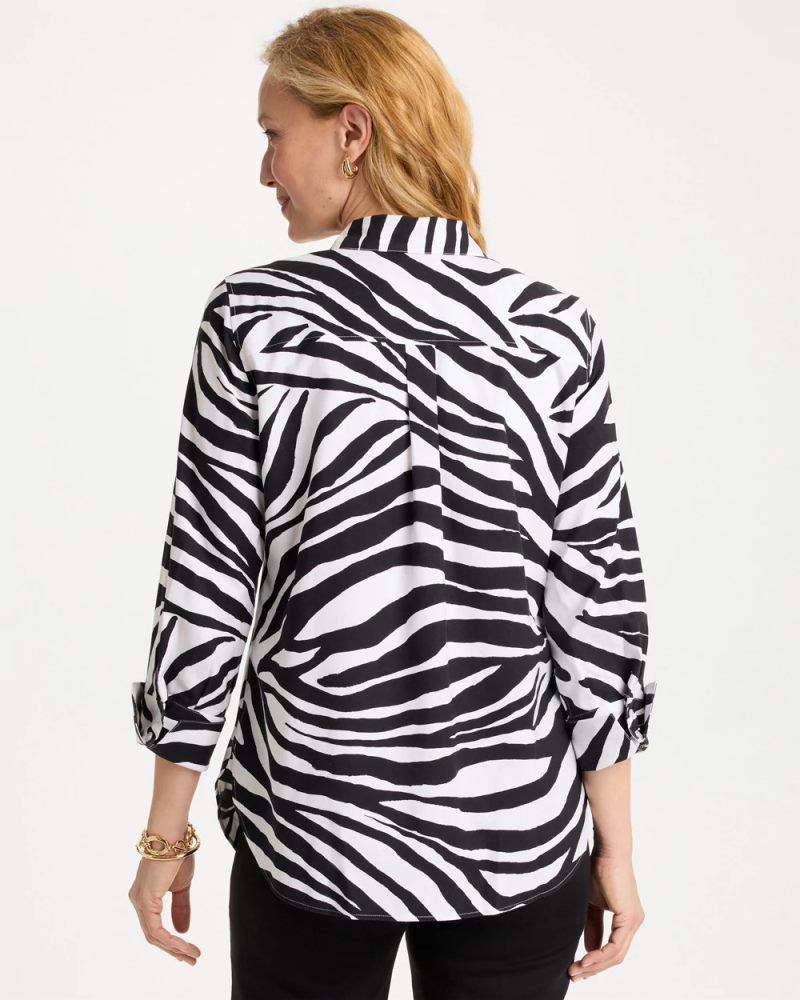 Chicos No Iron Stretch Animal Print Shirt - BLACK