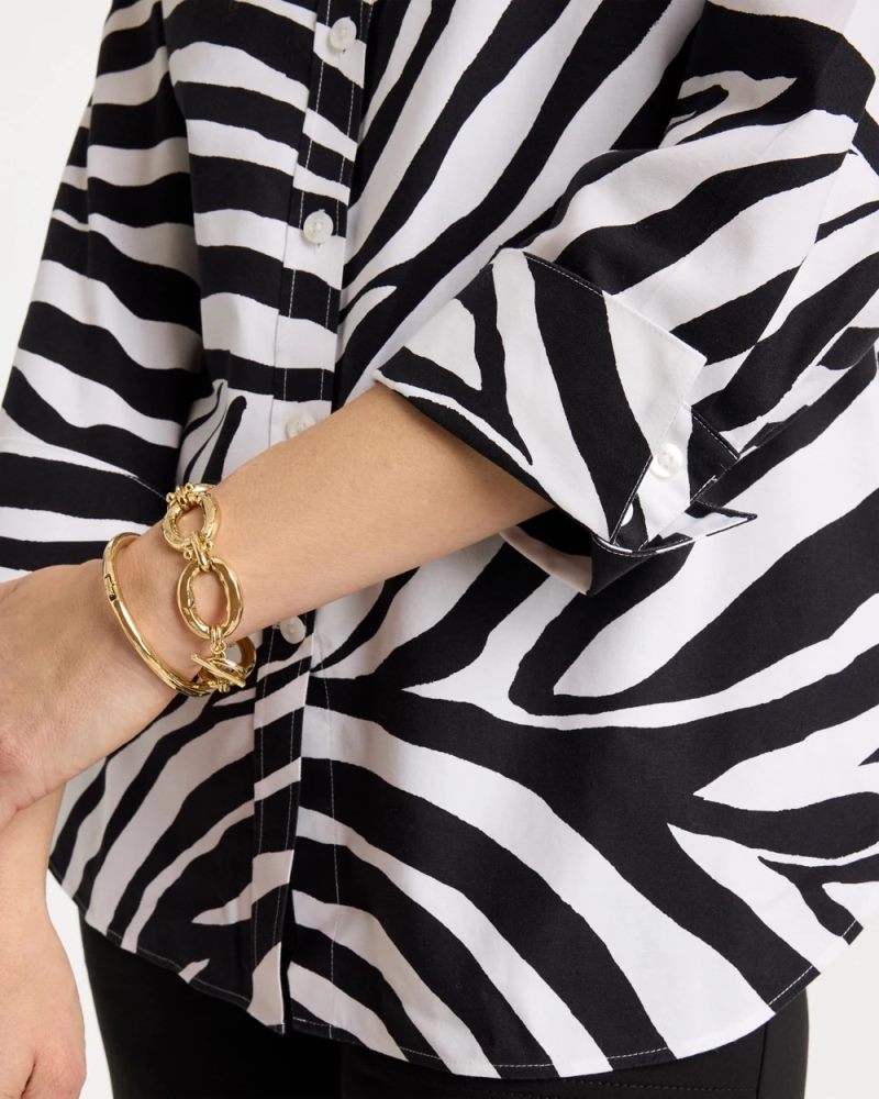 Chicos No Iron Stretch Animal Print Shirt - BLACK