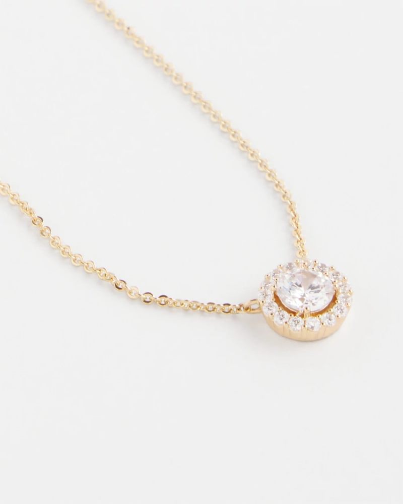 Chicos Gold Tone Drop Stone Necklace - GOLD