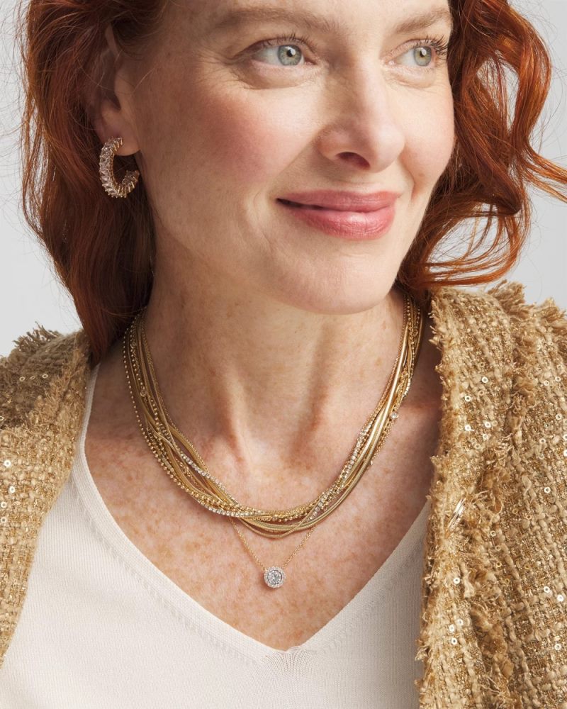 Chicos Gold Tone Drop Stone Necklace - GOLD