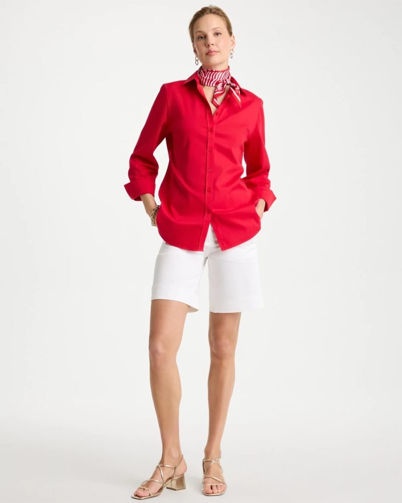Chicos Emme Fly Front Sateen Shorts - ALABASTER